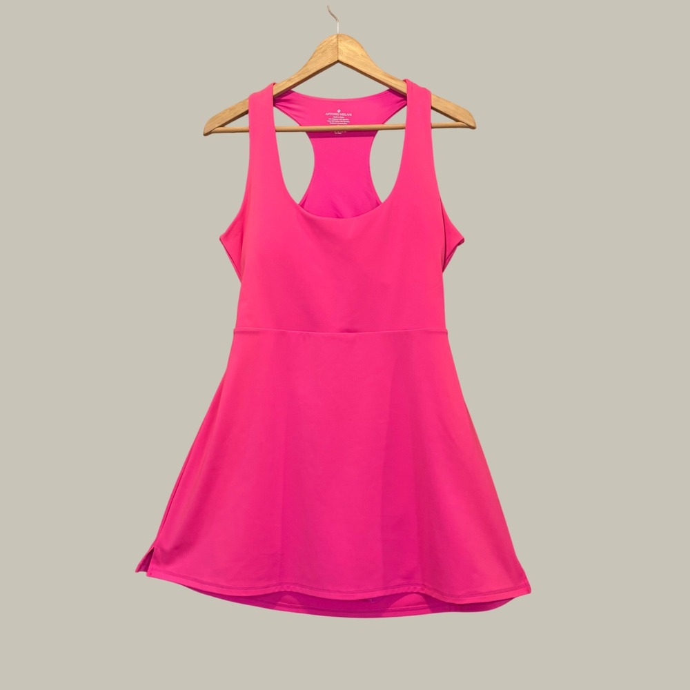 Antonio Melani Courtside Dress Women XL Pink Active Tennis Open Back Barbie READ
